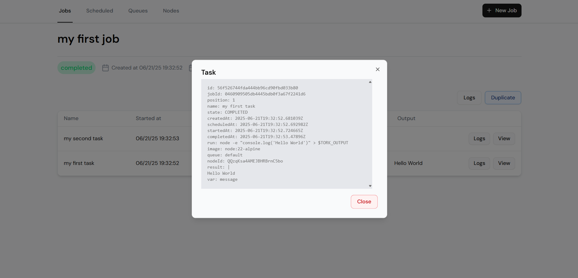 Individual task details